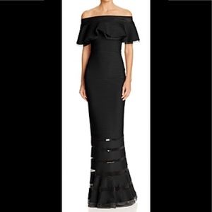 Tadashi Shoji Off-the-Shoulder Ruffle Gown, NAVY